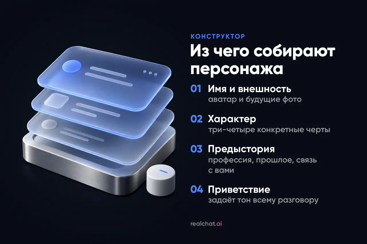 Слои из матового стекла складываются в карточку — схема создания своего персонажа