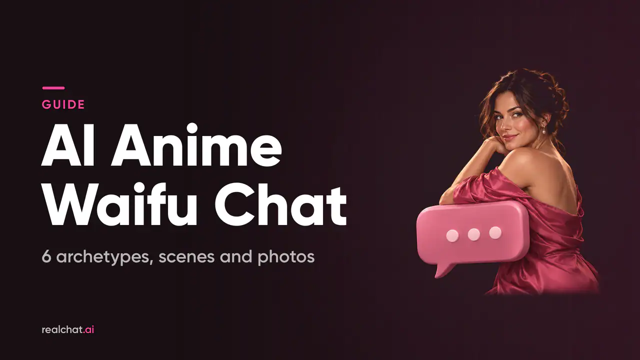Smiling woman in a pink satin off-the-shoulder dress glances back over her shoulder, resting her forearm on a pink chat-bubble dialogue box.